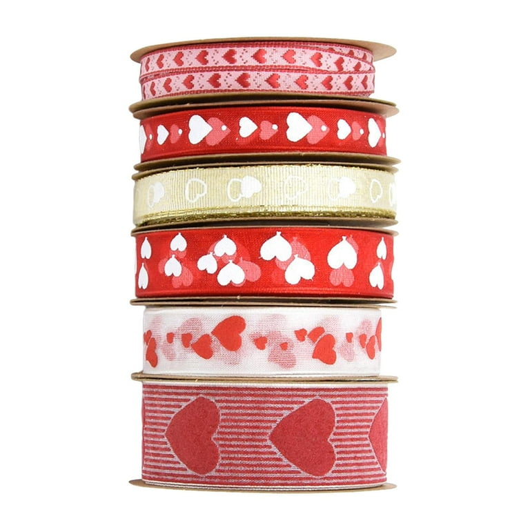Rushay 6Pcs Valentines Day Ribbons Love Ribbon Decor