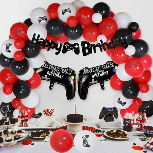 Video Game Birthday Party Supplies for Boys Red Black Balloon Garland Arch  Kit with Gamer Controller Balloons for Gamer Game On Level Up Birthday  Decorations 