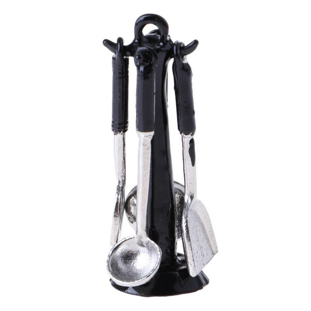 1/12 Casa de Cocina Utensilios Spatula + Shovel + + Soup Spoon + Soporte - Conjunto de 5 / Set Hugo utensilios de cocina de casa de muñecas
