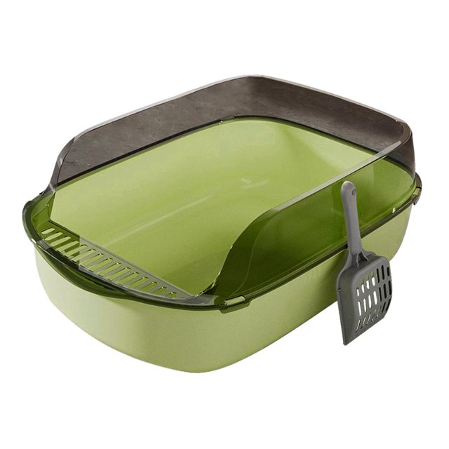 Caja de arena para gatos, caja de arena para gatos, protección contra salpicaduras alta, grande, extraíble, resistente, Verde