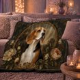 thumbnail image 6 of Beagle Dog Portrait Gilded Oval Frame Peonies Autumn, Cozy Pet Portrait Pattern, Warm Flannel Blanket for Living Room and Bedroom, Dog Lovers Thanksgiving Gift, Pet Lover Home Decor, 6 of 9