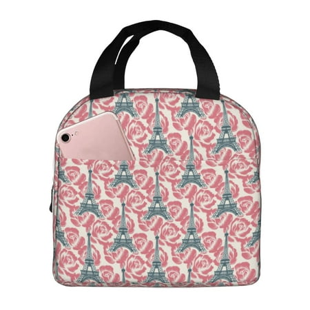 Insulated Lunch Bag for Women Men - Eiffel Tower rose Leakproof Cooler Lunch Box for Women Men  Lunch Tote Bags for Work School Picnic Travel