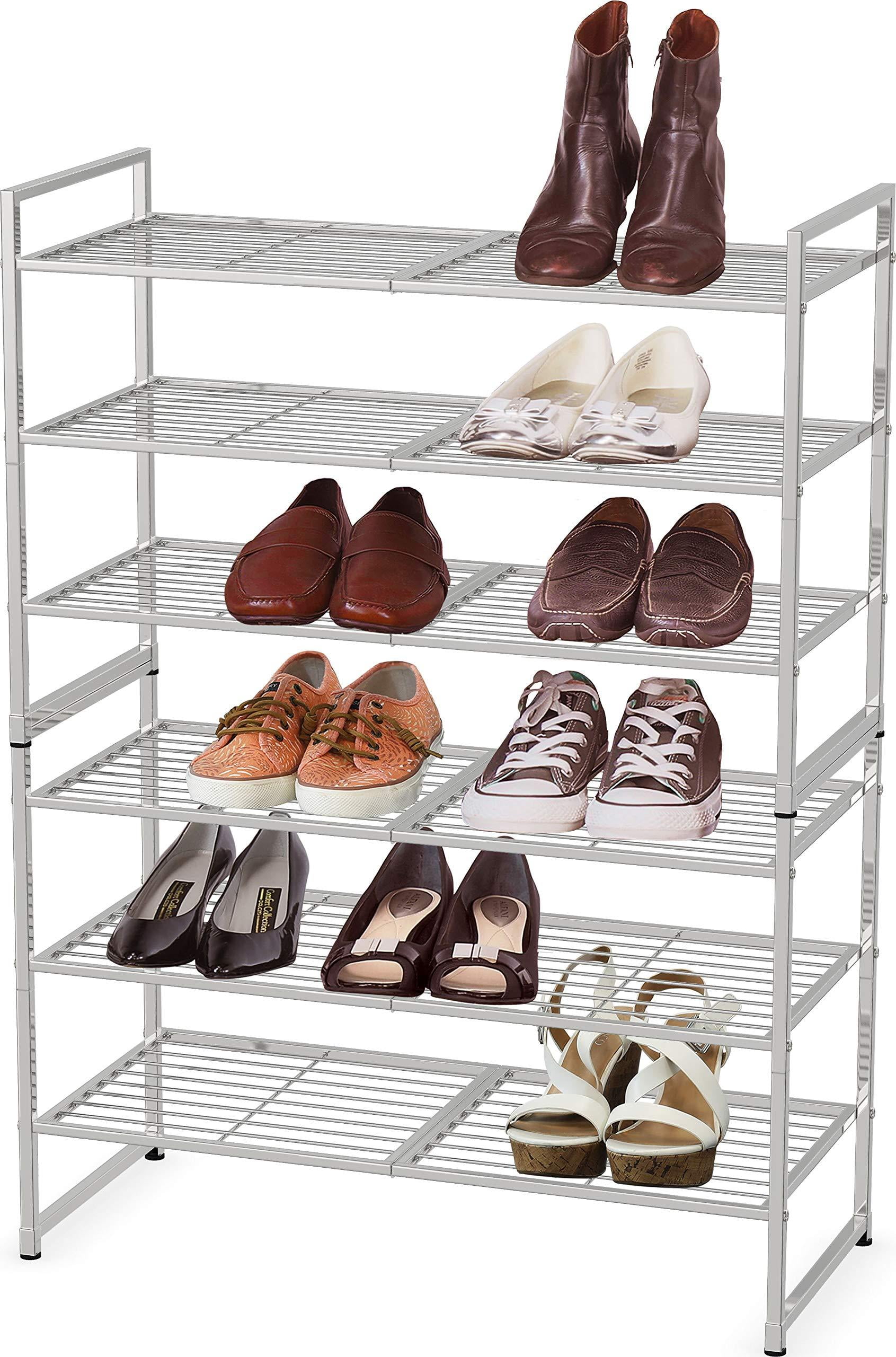 room essentials expandable shoe rack on Simple Houseware 3 Tier Stackable Shoes Rack Storage Shelf Silver Walmart Com Walmart Com