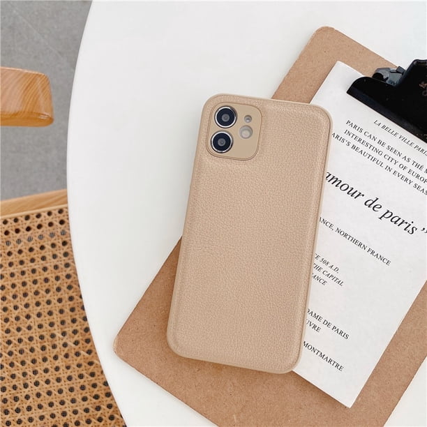 Funda de teléfono suave de PU de cuero con letras personalizadas de Corea para iPhone 13 12 11 Pro X XS Max XR 7 8 Plus, funda trasera lisa de lujo Tan Jianjun unisex