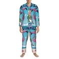 thumbnail image 3 of Balery Beach Flamingo Trio Pijama para Hombre de Dos Piezas con Manga Larga, Conjunto de Dormir y Descanso Suave con Bolsillos-Medium, 3 of 7