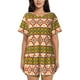 thumbnail image 1 of Balery Aztec Conjunto de Pijama para Mujer con Estampado, Dos Piezas de Manga Corta y Shorts, Ropa de Dormir Suave con Cuello Redondo y Bolsillos-Large, 1 of 6