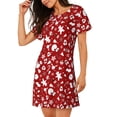 thumbnail image 2 of Vsdgher Chemise de Nuit Rouge de Noël pour Femmes à Manches Courtes Col Rond Mignonne Robe de Nuit Confortable à Volants, 2 of 6