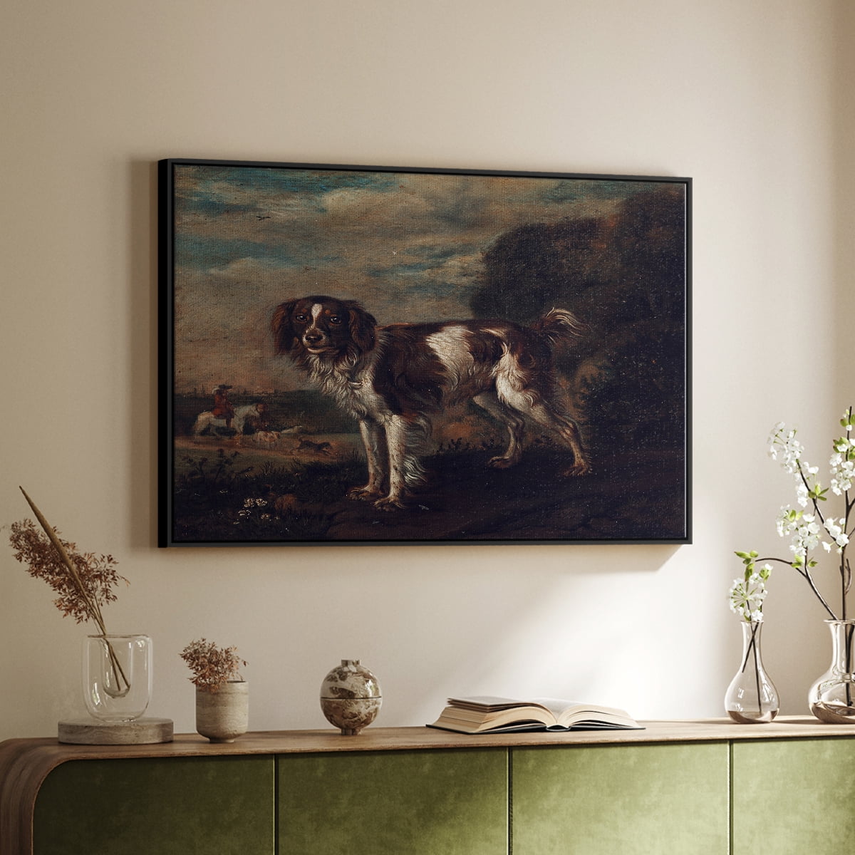 Vintage Animal Print-VIII By Wexford Home Framed in Black Wood Gallery Wrapped Canvas 25 in. x 37 in.
