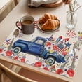 thumbnail image 3 of 4th of July Placemats Set of 8 Blue Truck American Flag Firework Flowers Place Mats Indoor Wipeable Table Mats Washable Cloth Dining Table Placemats for Kitchen Holiday Party Home Decor 13x19 Inch, 3 of 9