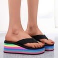 thumbnail image 4 of Fukaraa Women Rainbow Sole Flip Flops Platform Wedge Casual Outdoor Comfortable Non Slip Sandals, 4 of 9