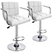 thumbnail image 3 of Leopard Adjustable Bar Stools with Armrest, Square Back Swivel Double Stitching with Back Bar Stool, Set of 2 (White), 3 of 15