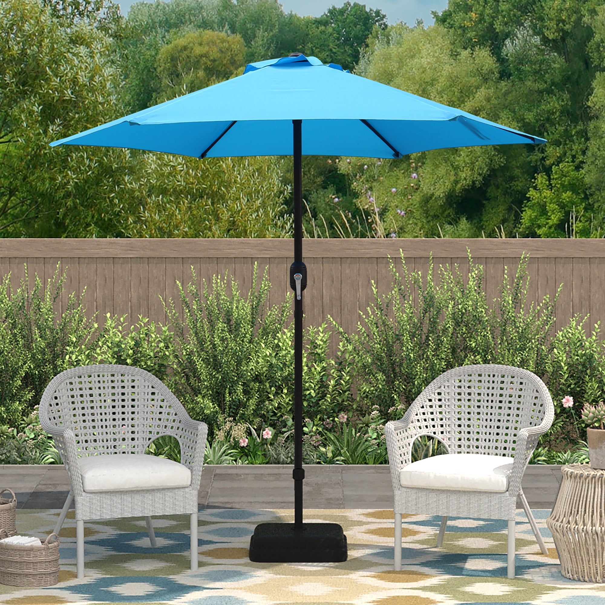 Abble 7.5ft Patio Umbrella with Crank Outdoor Market Umbrella with 6 Ribs for Garden Deck Backyard Pool, Aqua