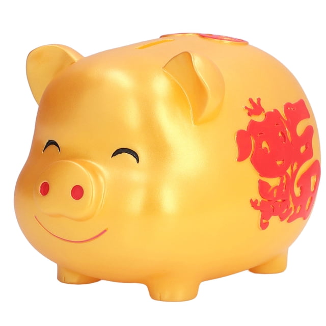 Hucha con forma de dibujos animados, caja de dinero de cerdo anticaída para niños, regalo, decoración del hogar, almacenamiento de monedas, tamaño grande, dorado