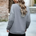 thumbnail image 6 of RYRJJ Womens Oversized Sweaters Fall Crew Neck Long Sleeve Drop Shoulder Pullover Casual Cable Knit Chunky Sweater Tops(Gray,XL), 6 of 6