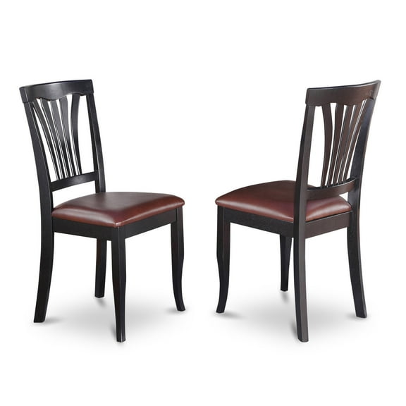 East West Furniture Avon 36" Faux Leather Dining Chairs in Black (Set of 2)