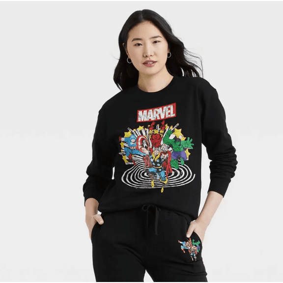 Women's Marvel Avengers Graphic Sweatshirt - Black - (Small)