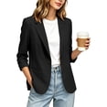 thumbnail image 7 of ClodeEU Women's Single Button 3/4 Sleeve Blazer,Casual Lightweight Lapel Work Jacket Black,Women's Plus L, 7 of 7