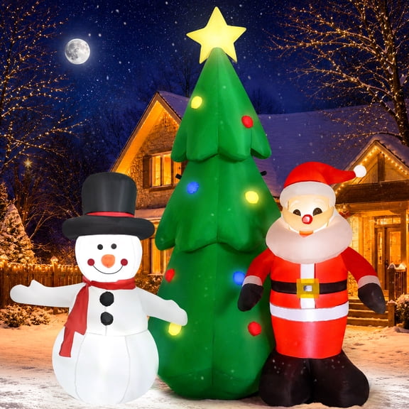 Yexmas 6FT Christmas Tree Inflatables Outdoor Decorations with Santa Claus & Snowman,Christmas Blow Up with LED Lights,Inflatable Christmas Yard Decorations