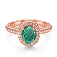 thumbnail image 2 of Gem Stone King 18K Rose Gold Plated Silver Ring Malachite Moissanite (2.64 Cttw), 2 of 5