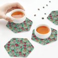 thumbnail image 4 of Leather Coasters with Heat-resistant for Drinks, flower skull_A -标题2 Hexagon, 4 of 5