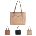 thumbnail image 3 of Faux Leather Tote Bag Zipper Adjustable Simple Work Shoulder Bag Casual Handbag, 3 of 10