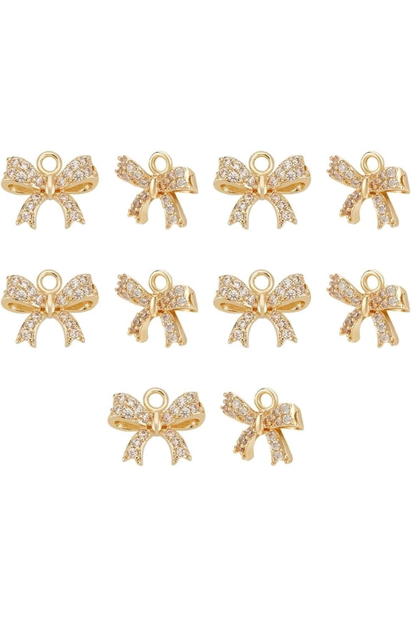 Bowknot Charms Earring Charms Bowknot Pendants with Rhinestone Metal Bow Charms