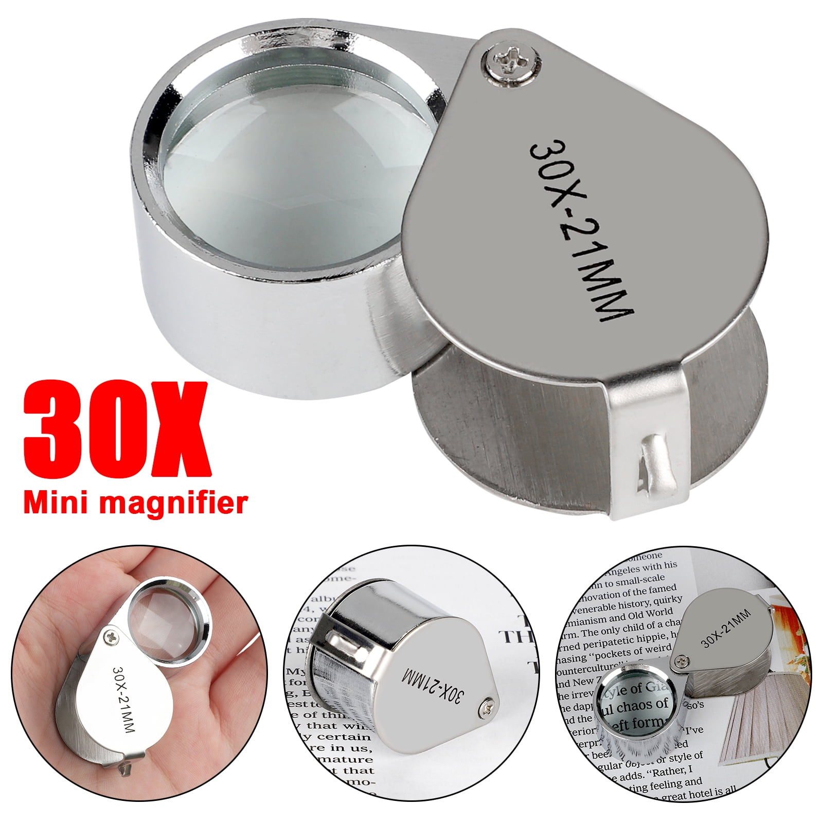 TSV 30X Jewelers Eye Loupe Magnifier, Foldable Jewelry Magnifier, Mini