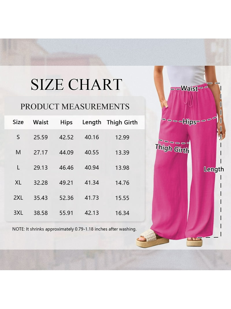 TEMOFON Pants for Women Wide Leg Linen Pant Palazzo Summer Casual