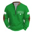 thumbnail image 5 of Penkiiy Día de San Patricio de hombre 1/4 Sweatshirt de cuello cremallera Shamrock Camisa irlandesa de manga larga L Multicolor, 5 of 5