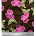 thumbnail image 1 of Soimoi Velvet Fabric Leaves & Berries Fruits Printed Craft Fabric by the Yard 58 Inch Wide, 1 of 3