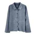 thumbnail image 4 of COMVALUE Womens Cotton Linen Shirts Jacket Long Sleeve Button Down Blazer Lightweight Casual Lapel Cardigans Summer Blouses Light Blue for Size L, 4 of 4