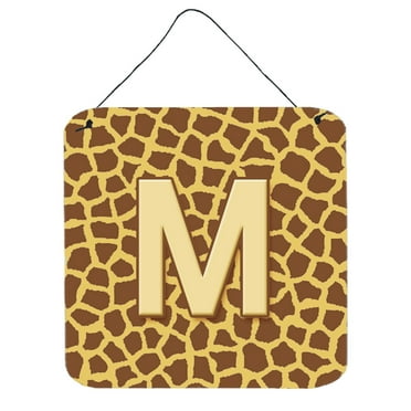 Letter M Initial Monogram - Giraffe Wall or Door Hanging Prints