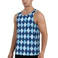 thumbnail image 2 of Fotbe Blue Squares Pattern Men's Quick Dry Workout Tank Top Gym Muscle Tee Fitness Bodybuilding Sleeveless T Shirt Breathable Workout Shirt-4X-Large, 2 of 9