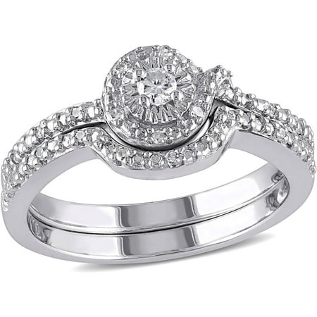 Miabella 1/7 Carat T.W. Diamond Sterling Silver Loop-Style Bridal Set