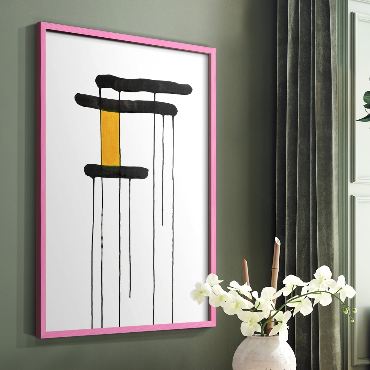 Golden Waterfall I in Pink Solid Wood 8 x 10 Framed Print