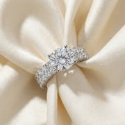 Pompeii 3 1/2ct Diamond Engagement Wedding Ring Set 14K White Gold Lab Grown (GH,VS2)