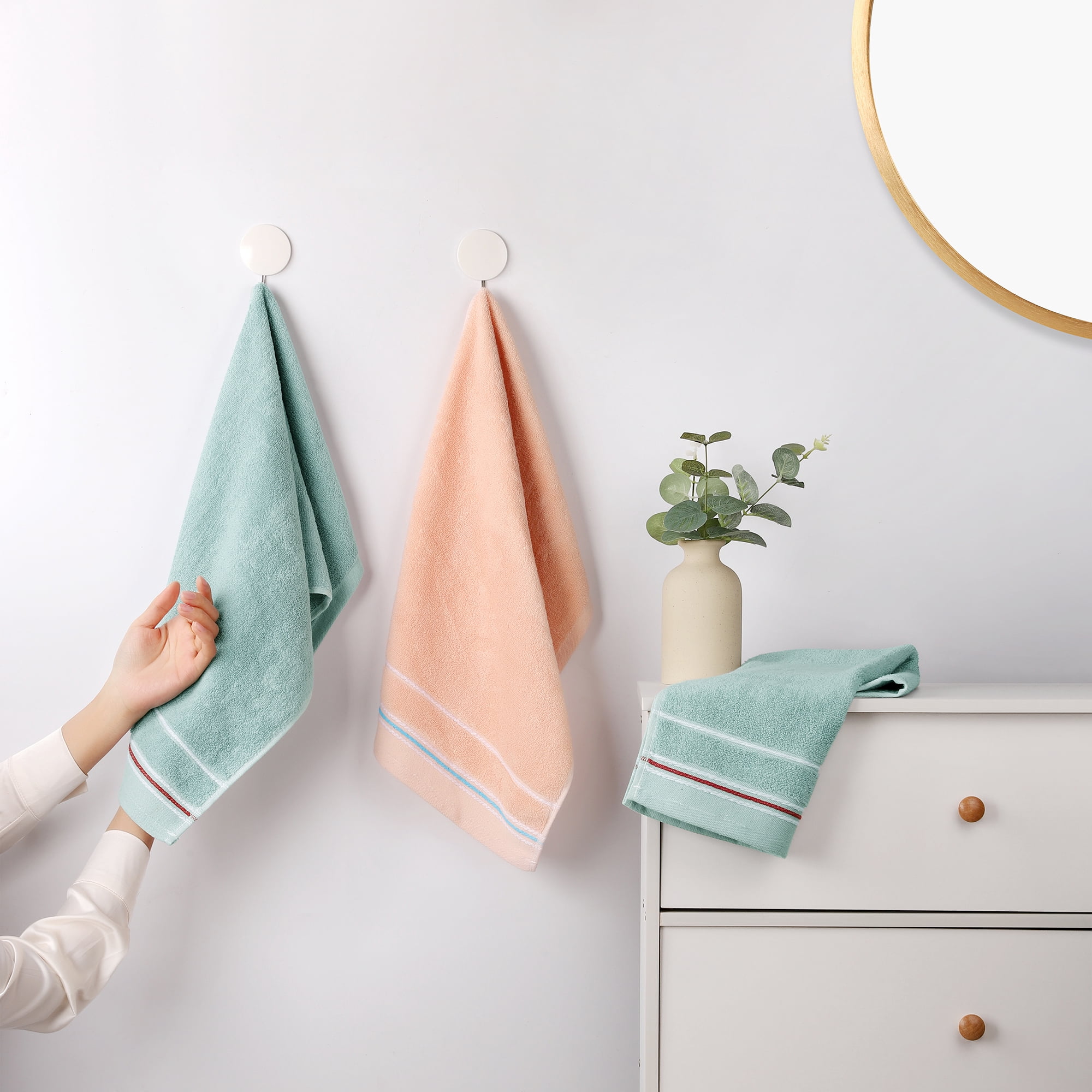 Unique Bargains Cotton Hand Towels Solid Soft Absorbent Towels Light Pink 2-Piece