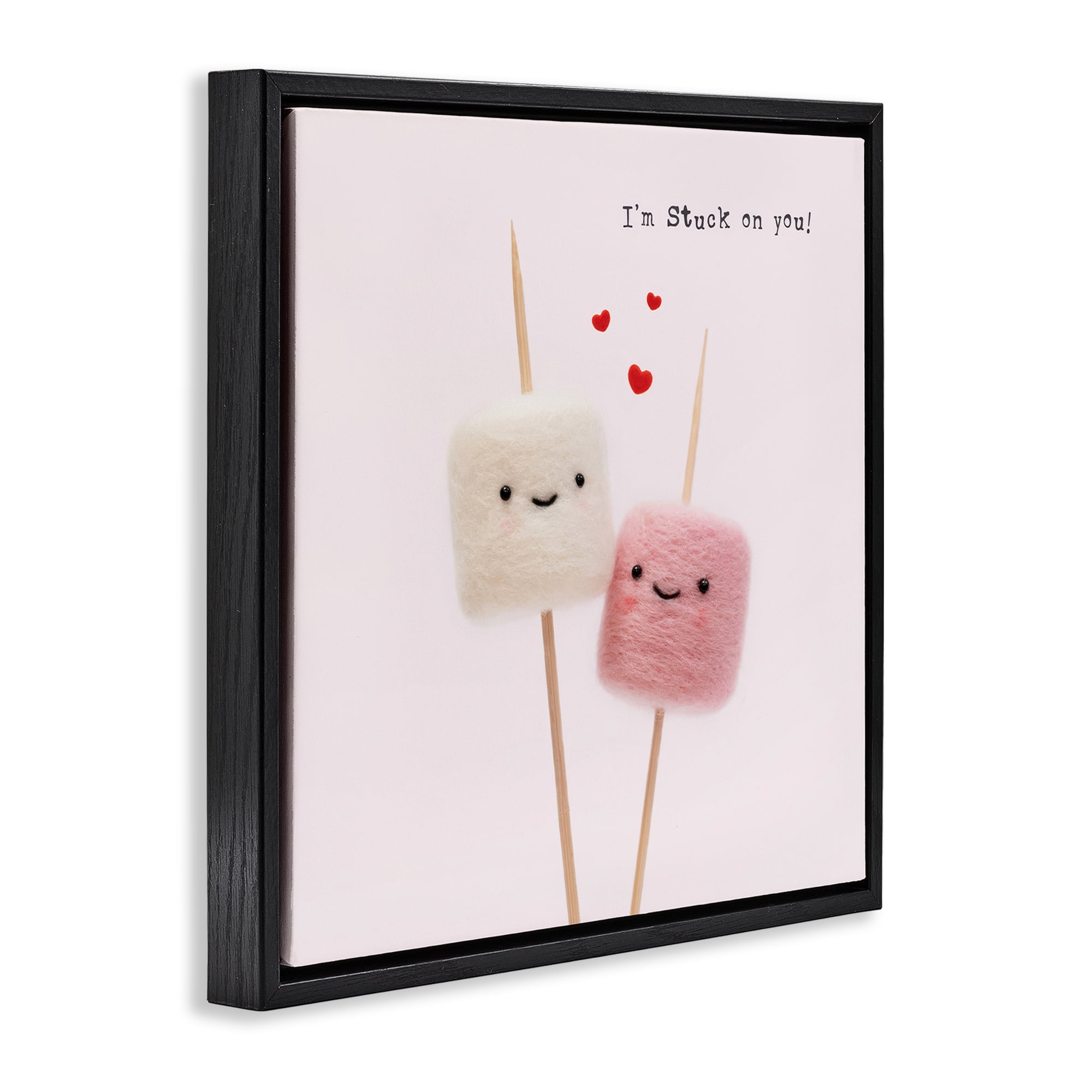 Stupell Industries Cute Stuck On You Food & Beverage Painting Black Floater Framed Canvas Art Print Wall Art, 18 x 18
