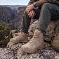 thumbnail image 2 of XQJ Men's Steel Toe Work Boots, Comfortable Lightweight Industrial Construction Shoes, Durable High Top Safety Boots - Beige - Size 8.5, 2 of 8