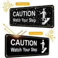 thumbnail image 7 of 4 Pack Caution Watch Your Step Sign for Floor, Acrylic with Symbols 3M Self-Adhesive for Home and Business Restaurants Offices 9"x3" Black Gold Easy to Mount Outdoor or Indoor Use Black, 7 of 7