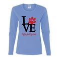 thumbnail image 2 of Wild Bobby, Love My Dog Stole My Heart Red Pawprints Pop Culture Womens Graphic Long Sleeve T-Shirt, Light Blue, Small, 2 of 3