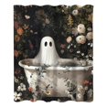 thumbnail image 3 of Coziro Spooky Bathtub Ghost Halloween Shower Curtain 72x72 Inch Dark Floral Gothic Botanical Polyester Waterproof Bathroom Decor Panel, Machine Washable, 3 of 10