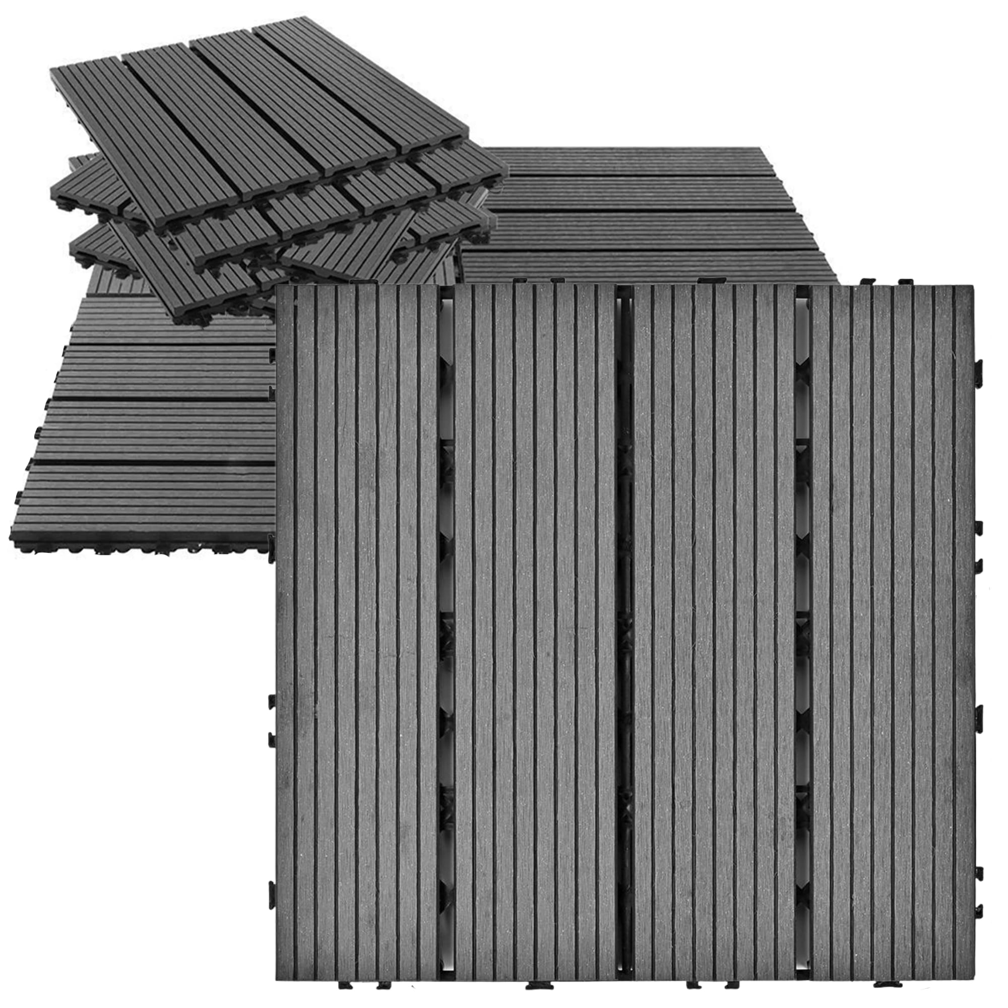 Dalles de terrasse emboîtables en plastique, paquet de 44, 30 x 30 cm