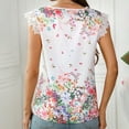 thumbnail image 4 of Encaje de Verano Tops para las Mujeres Impresa Camisa Manga Corta Cuello en V Top / Camisa, Poliéster, 4 of 5