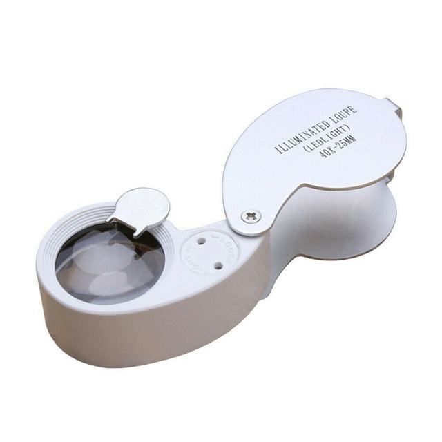 Fiudx Lupa de Bolsillo para Joyería 40X, con Luz Led, Lente de 25 Mm, Alta Claridad, Diseño Compacto, Aleación de Aluminio Ligera, Ideal para Oficina, Hogar y Escuela, Fácil Reemplazo de Batería, Pes