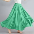 thumbnail image 4 of Busydd Women Casual Summer Large Solid Elastic Waist Flax A-line Ankle Skirt, 4 of 6