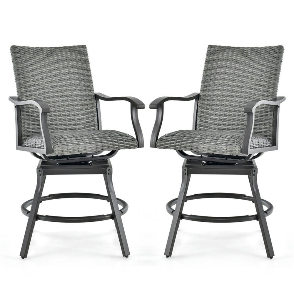GVN Outside Patio Conversation Sets, Patio Bistro Set,2 Pieces Patio Swivel Bar Chair Set with Quick Dry 4D Air Fiber Cushion