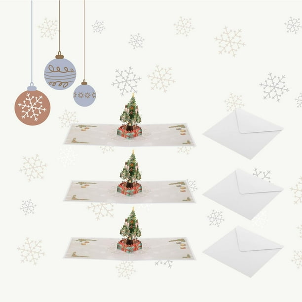 Paquete de 3 Tarjetas de Felicitación Navideñas Macarena Árbol de Navidad Tarjeta de felicitación de año nuevo
