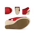 thumbnail image 2 of BLISSFUL STEP Women's Fashion Espadrille High Heel Open Toe Sandals Red 6, 2 of 6