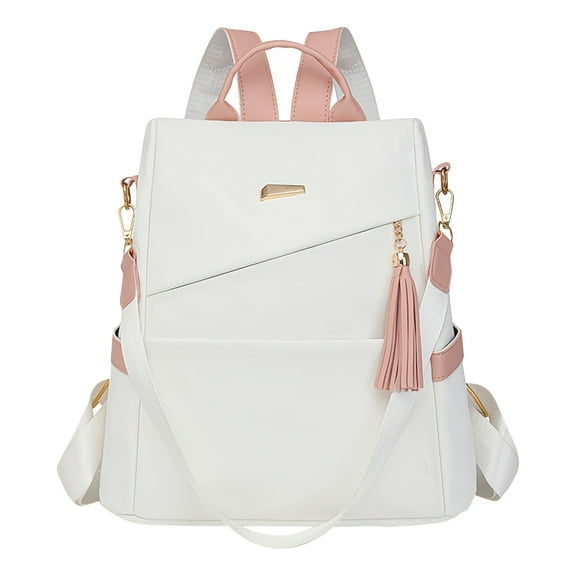 Boyscolos Travel Backpack Purse for Women, PU Leather Anti-theft Backpacks Casual Bag Fashion Ladies Multi Purpose Satchel Bags White One Size